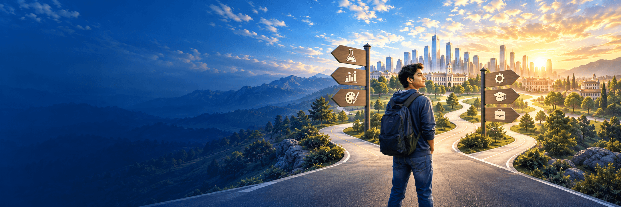 Student considering several education and career pathways