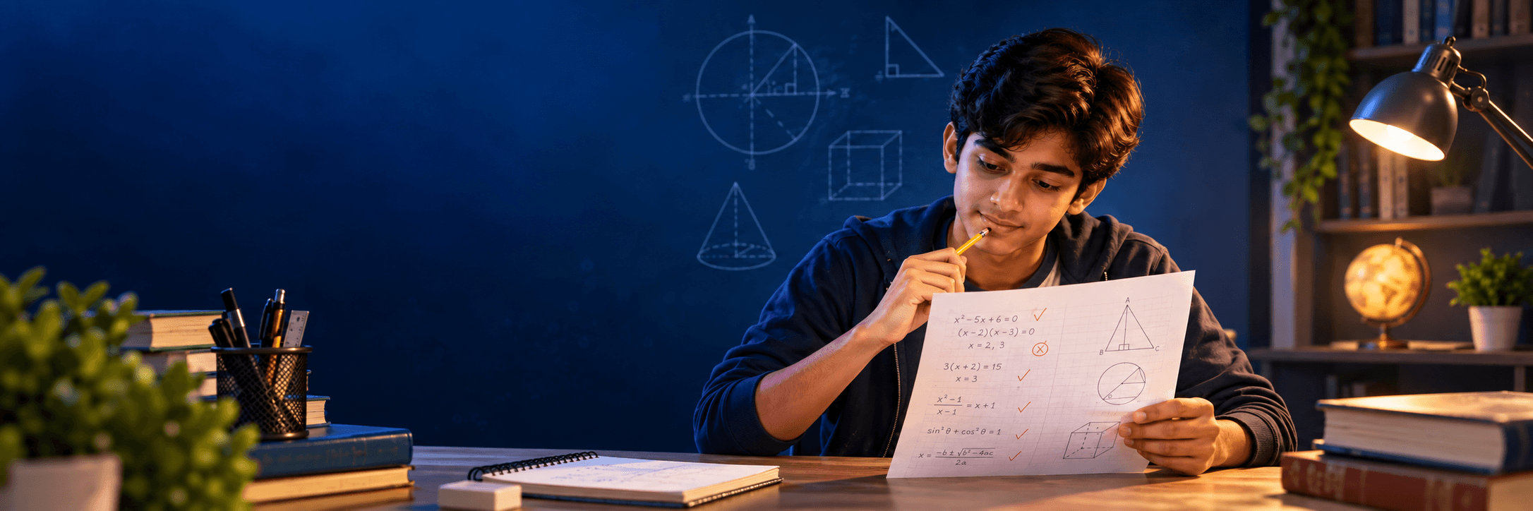 Student reviewing a mathematics exam paper