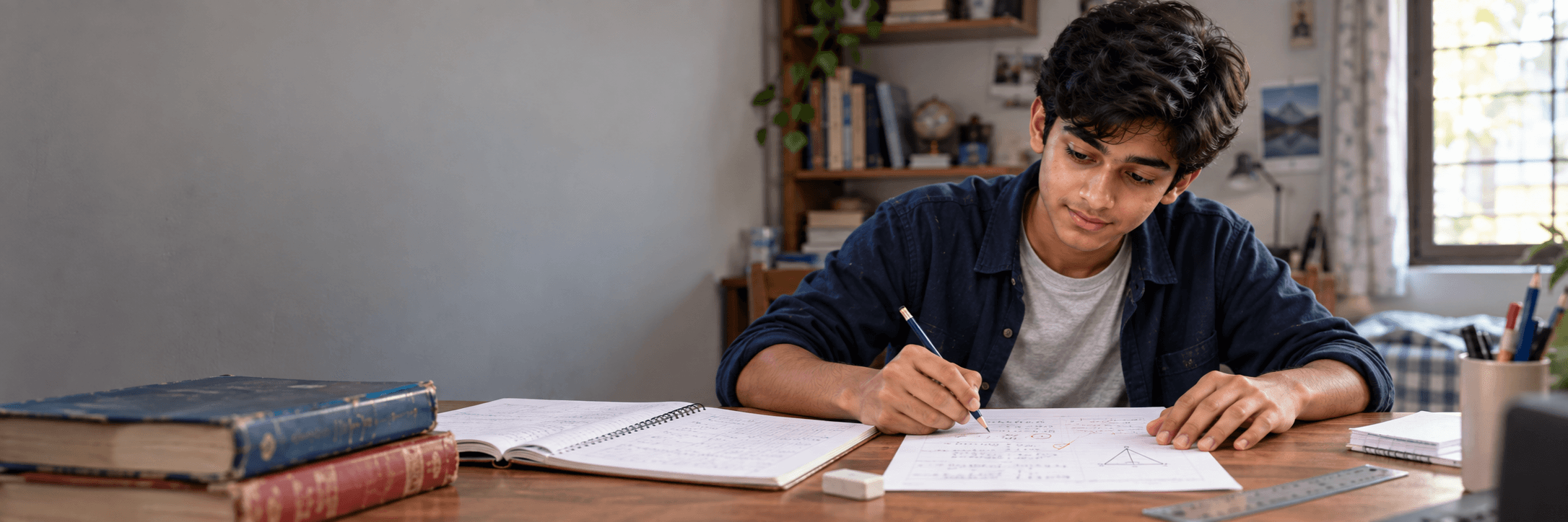 Student reviewing a mathematics exam paper
